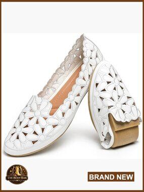 Women's Floral Ballet Flats Slip On Round Toe Dress Shoes PU Leather